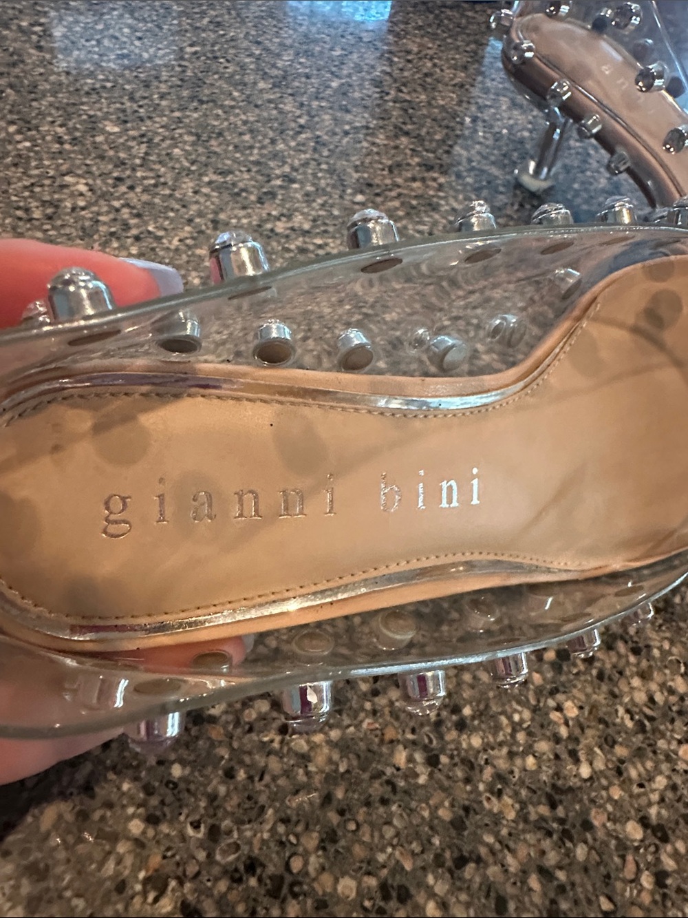 Gianni Bini Clear Pointed-Toe Studded Kitten Heels 7.5 - Picture 5 of 7